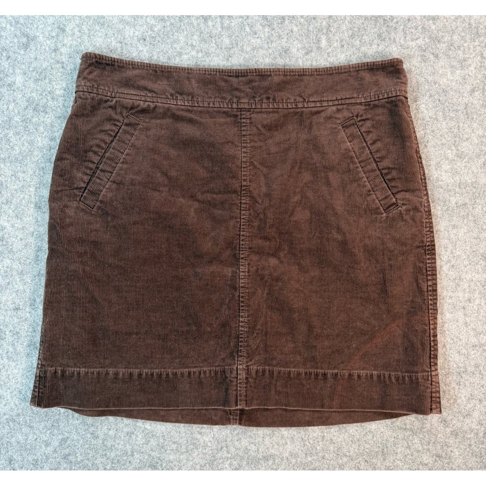 Ann Taylor Loft Brown Corduroy Mini Skirt Size 10 A-Line Pockets Casual Fall